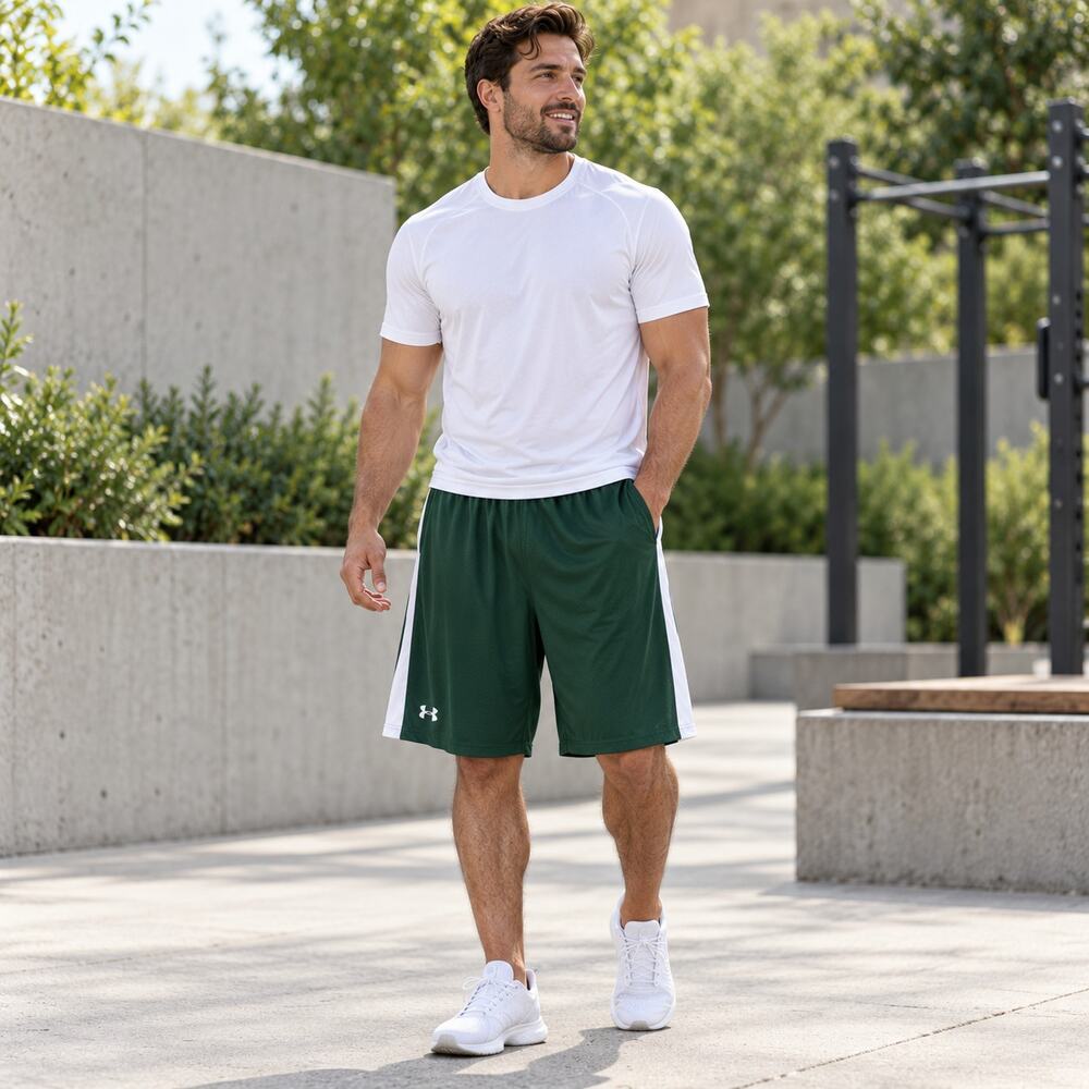 Under Armour Mesh Basketball Mens Shorts Sz XL Green Athletic Gym Training Tie